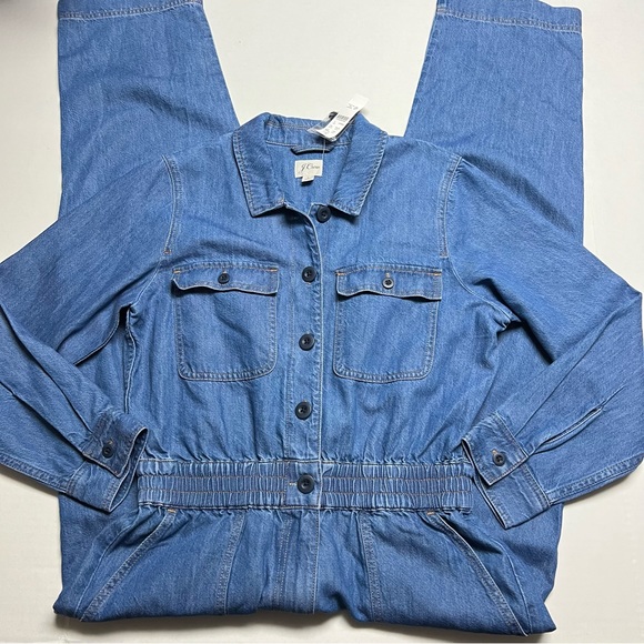 NWT J. Crew women's cinched waist jumpsuit in blue - Picture 5 of 9